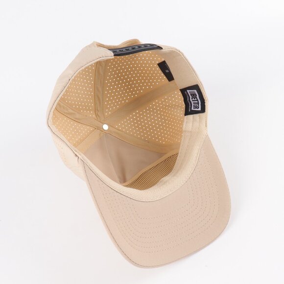 Blank 5 Panel Performance Soft Structured Hats- 12 pack in Color Beige - Picture 4 of 5